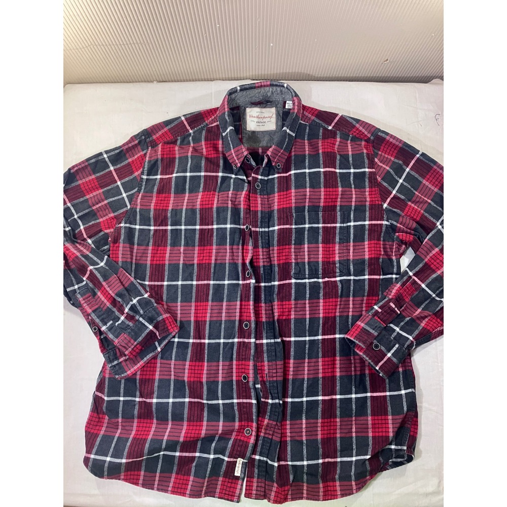 Weatherproof Vintage Plaid Flannel Shirt Men's XXL Red Black White Button Up
